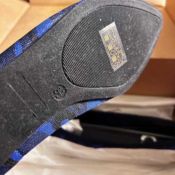 Journee Collection Veata Knit Flats 8.5 NEW NWOT Blue Black Camo Point Toe - Picture 7 of 7